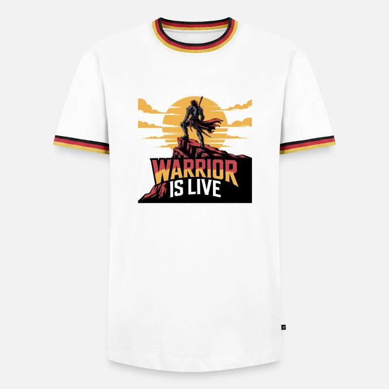 Warrior On Cliff Sunset - Men's Ringer Shirt - white/tricolour