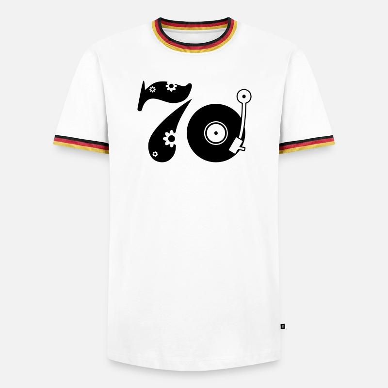 70er Siebzig Seventees - Männer Kontrast-T-Shirt - Weiß/Dreifarbig