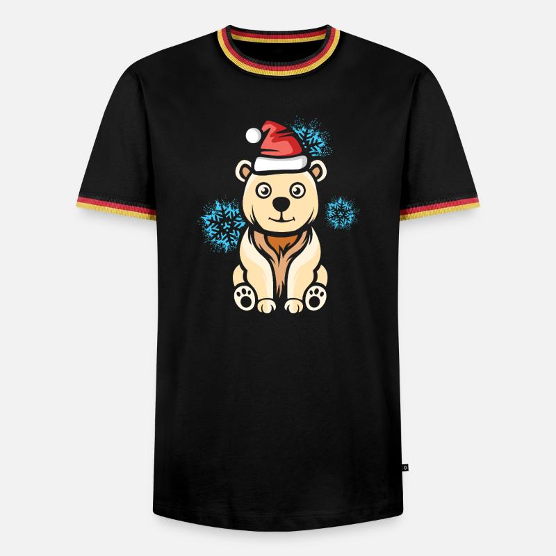 Weihnachts Eisbär mit Schneeflocken - Männer Kontrast-T-Shirt - Schwarz/Dreifarbig