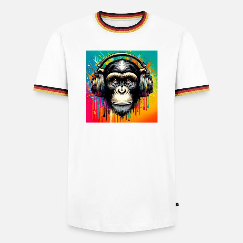 Chimpanzee Monkey - Men's Ringer Shirt - white/tricolour