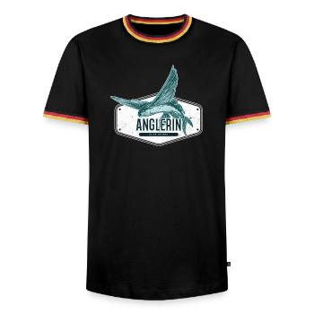 Anglerin USA Design Fliegender Fisch - Männer Kontrast-T-Shirt - Schwarz/Dreifarbig - Vorne - AI Model Male 178 light (178cm) & AI Model Male 185 light (185cm)