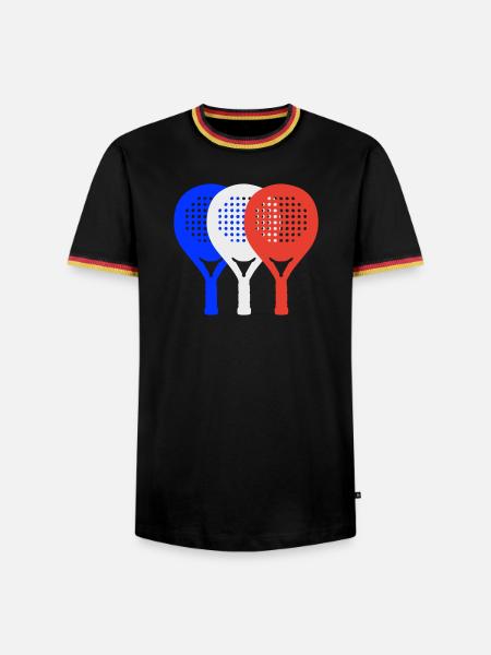 Padel-Frankreich2 - Männer Kontrast-T-Shirt - Schwarz/Dreifarbig