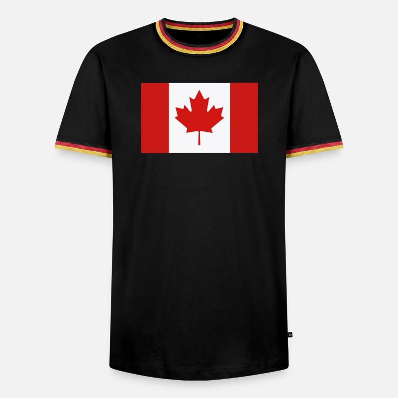 Red Maple Leaf Canada Flag - Men's Ringer Shirt - black/tricolour