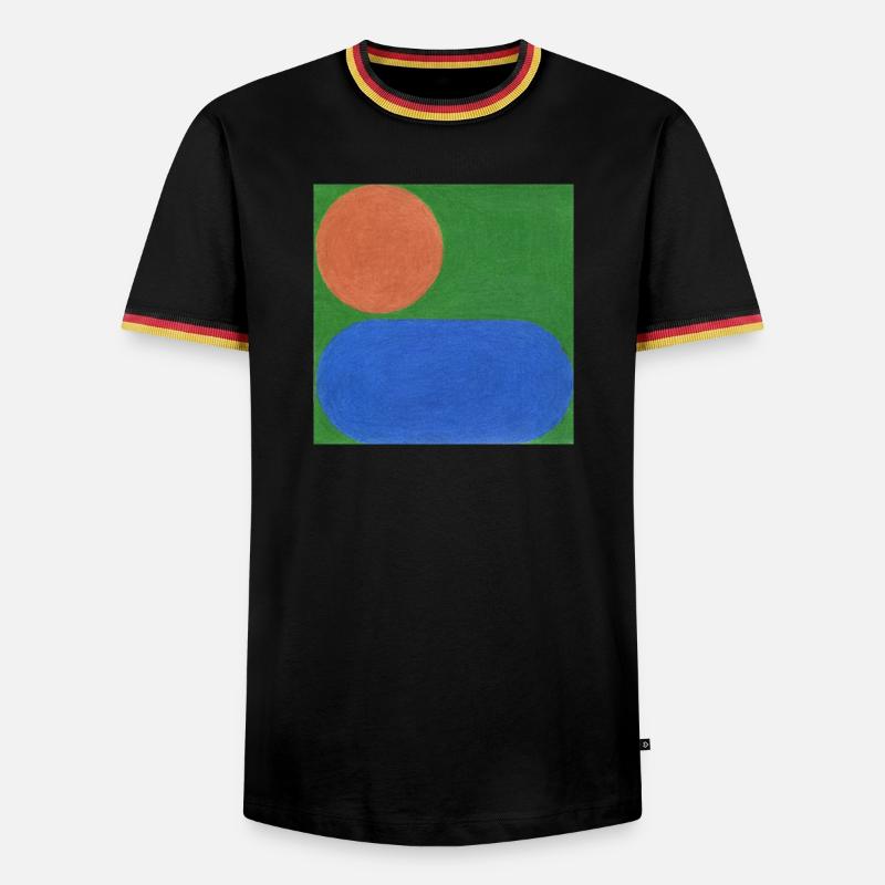 Orange Circle and Blue Rectangle - Men's Ringer Shirt - white/tricolour
