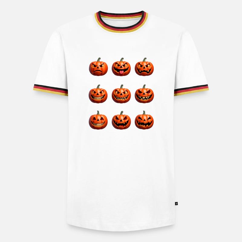 Halloween Pumpkin Faces Pattern - Men's Ringer Shirt - white/tricolour