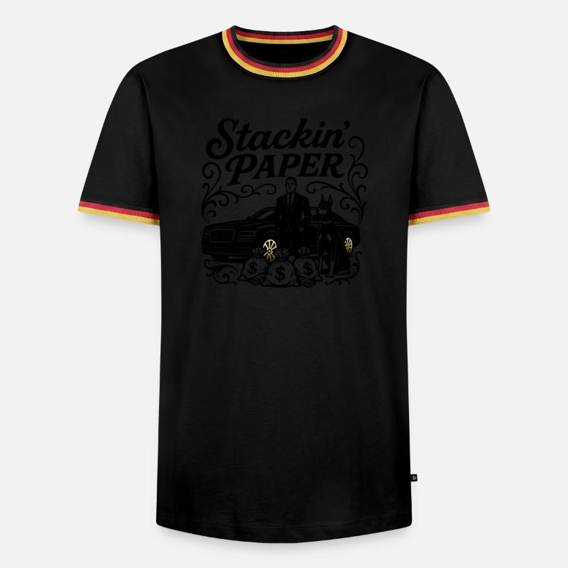 Stackin Paper - Männer Kontrast-T-Shirt - Schwarz/Dreifarbig