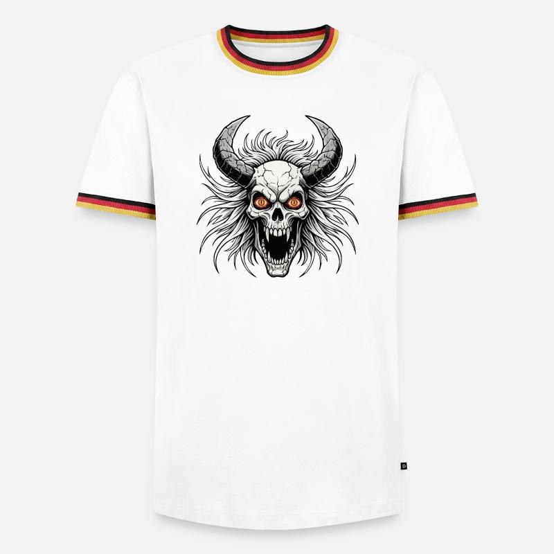 Devil skull with horns - Men's Ringer Shirt - white/tricolour