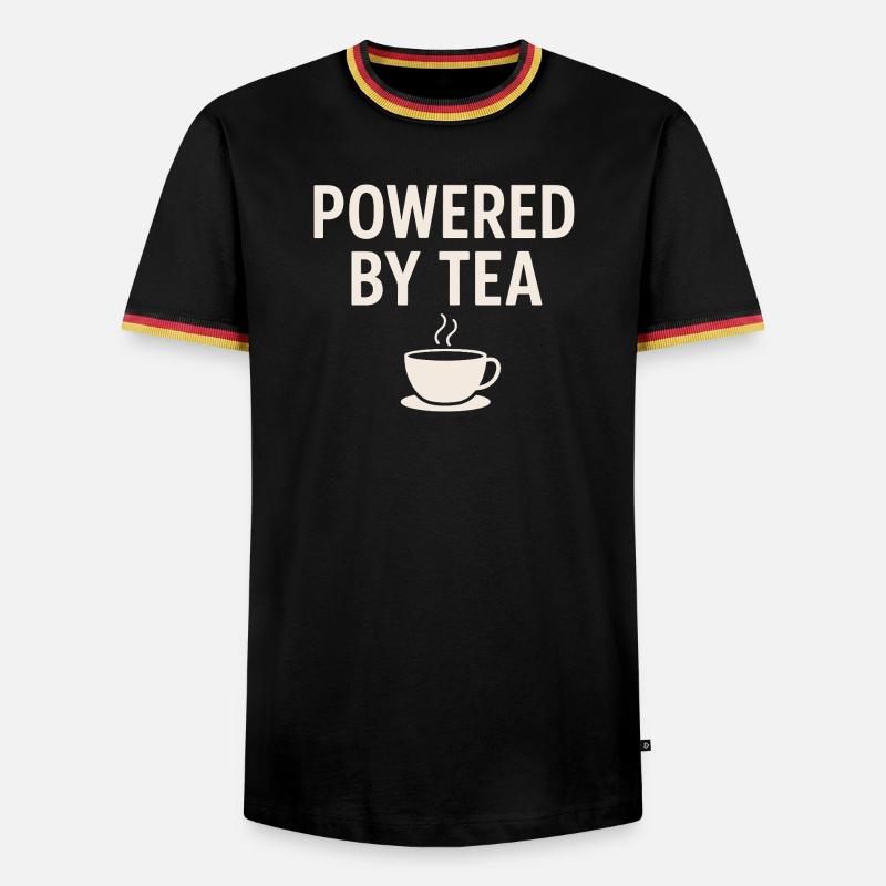 Powered by Tea Becher - Männer Kontrast-T-Shirt - Schwarz/Dreifarbig