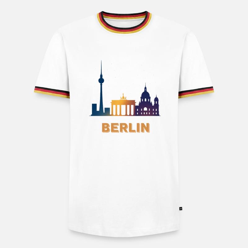 Berlin Skyline Gradient - Men's Ringer Shirt - white/tricolour