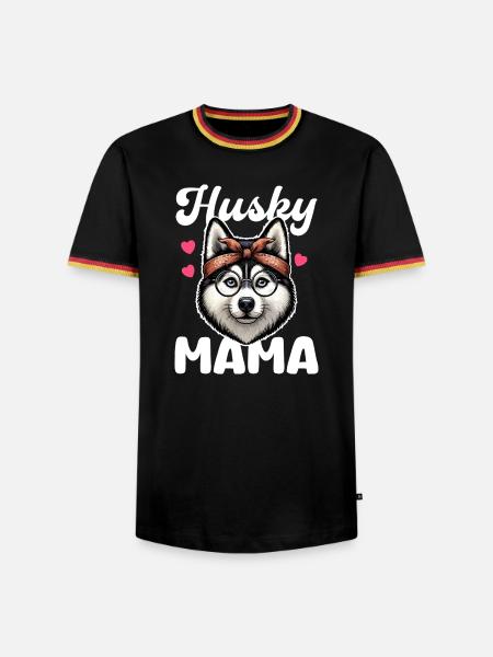 Husky Mama Bandana Brille - Männer Kontrast-T-Shirt - Schwarz/Dreifarbig