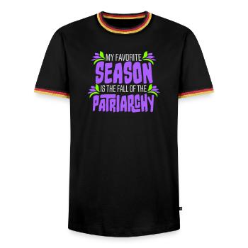 My Favorite Season Is The Fall Of The Patriarchy - Men's Ringer Shirt - black/tricolour - Front - AI Model Male 178 light (178cm) & AI Model Male 185 light (185cm)
