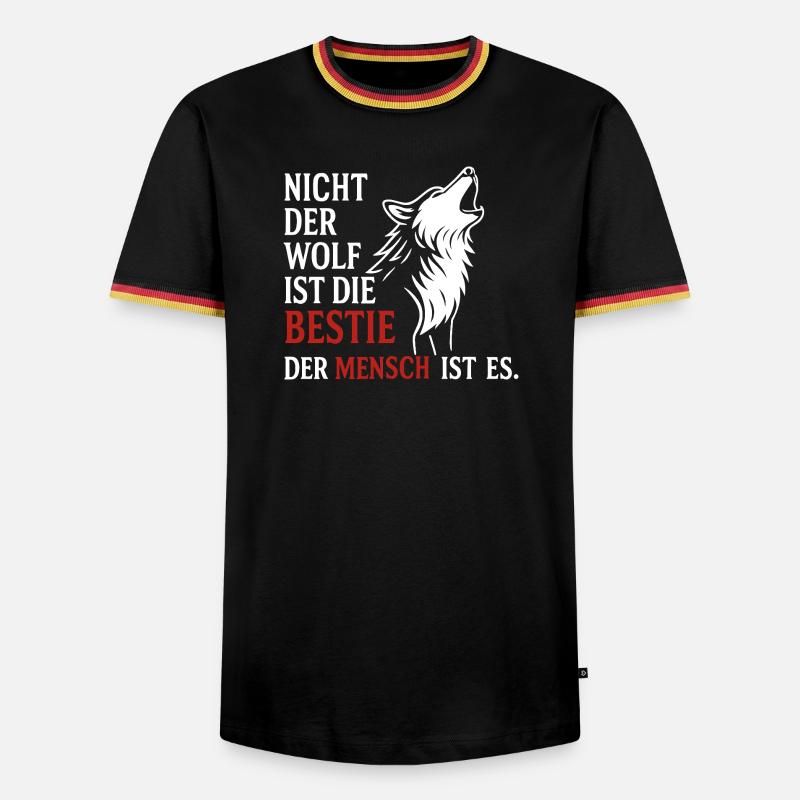 CoolesWolfs Design mit Spruch - Männer Kontrast-T-Shirt - Schwarz/Dreifarbig