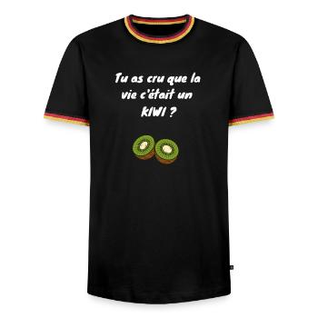 Did you think life was a kiwi? - Men's Ringer Shirt - black/tricolour - Front - AI Model Male 178 light (178cm) & AI Model Male 185 light (185cm)
