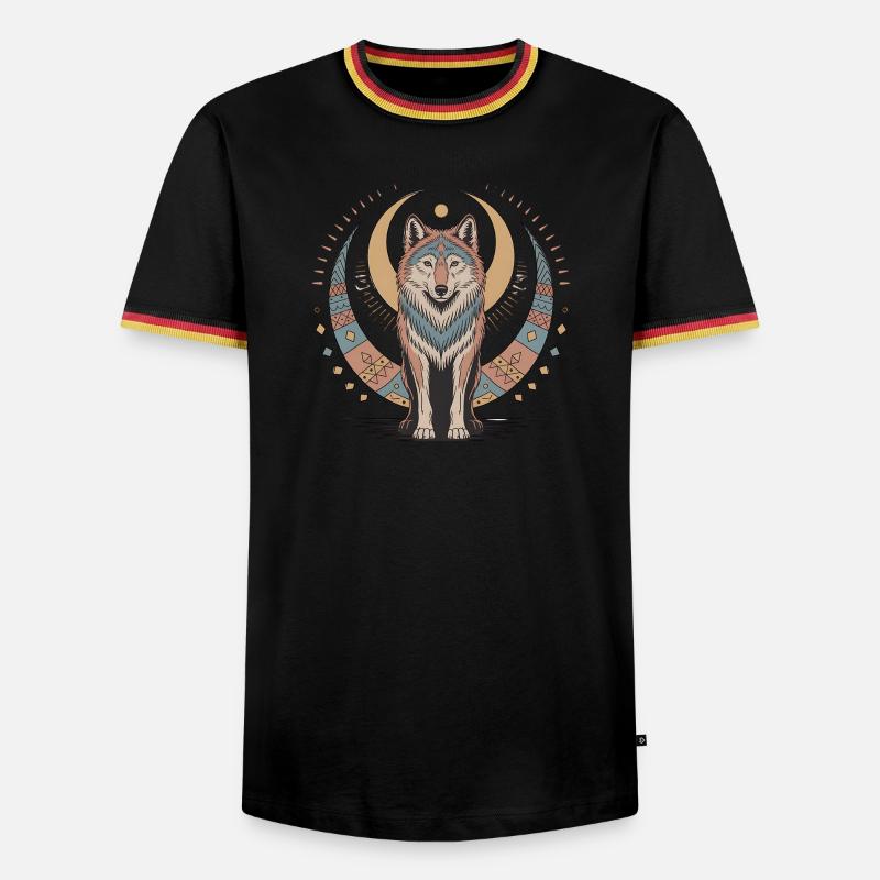 Boho Wolf - Männer Kontrast-T-Shirt - Schwarz/Dreifarbig