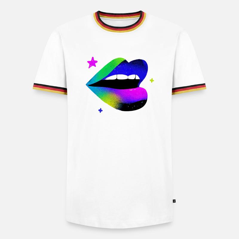 Regenbogen Lippe Graffiti Pop Art - Männer Kontrast-T-Shirt - Weiß/Dreifarbig
