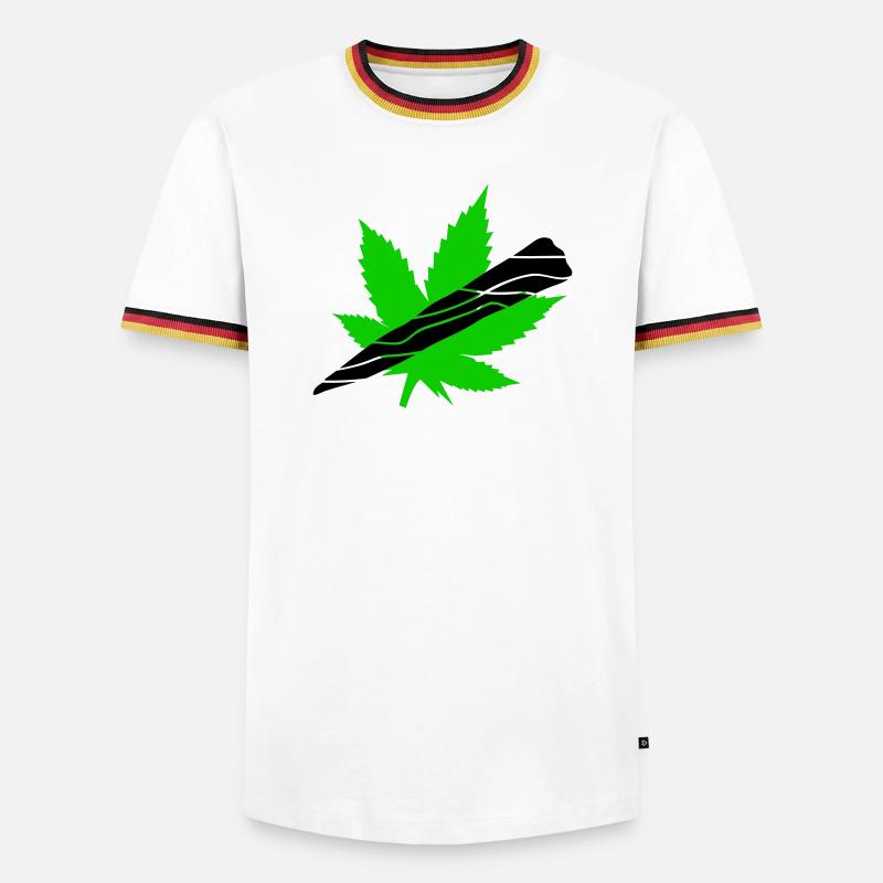 Neon Cannabis Leaf Graphic - Men's Ringer Shirt - white/tricolour