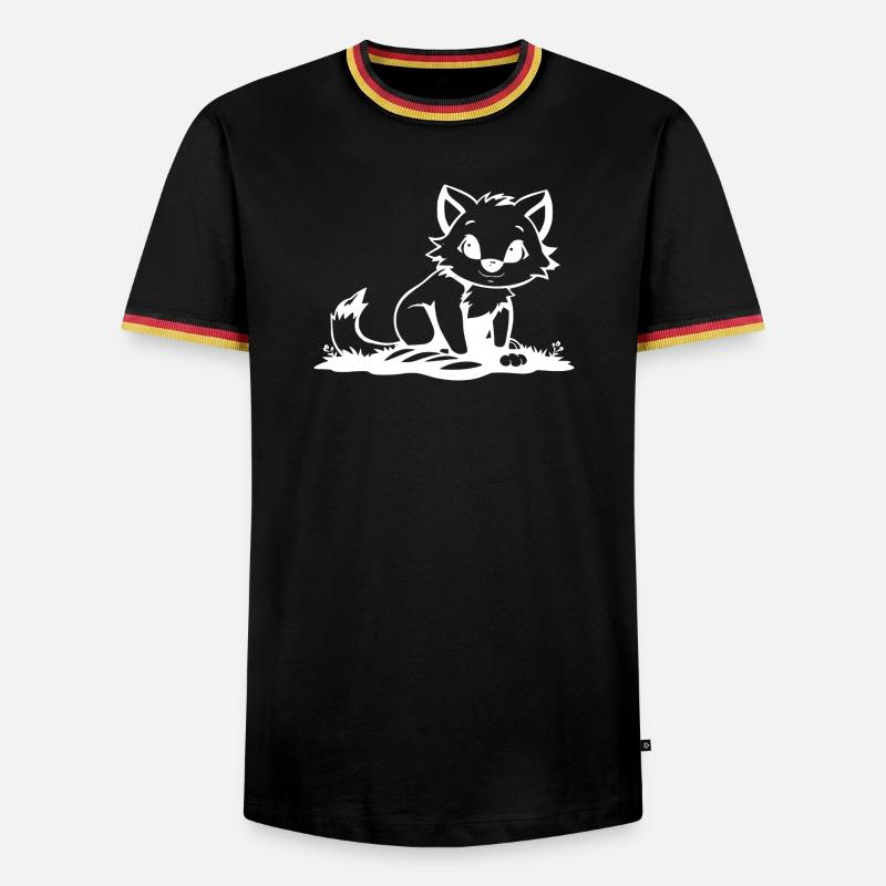 Fuchs - Männer Kontrast-T-Shirt - Schwarz/Dreifarbig