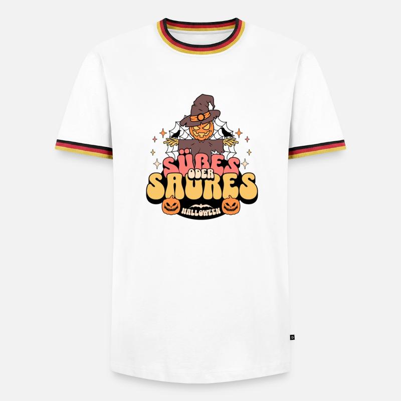 Süßes oder Saures - Männer Kontrast-T-Shirt - Weiß/Dreifarbig