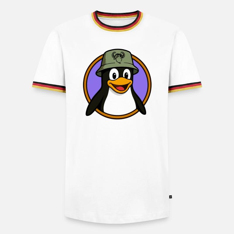 Tux Linux + GNU Hut - Männer Kontrast-T-Shirt - Weiß/Dreifarbig