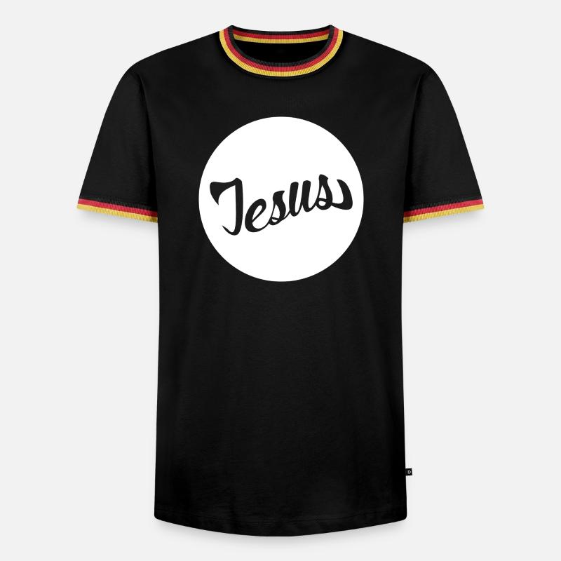 Jesus Scripture in a Circle - Men's Ringer Shirt - black/tricolour