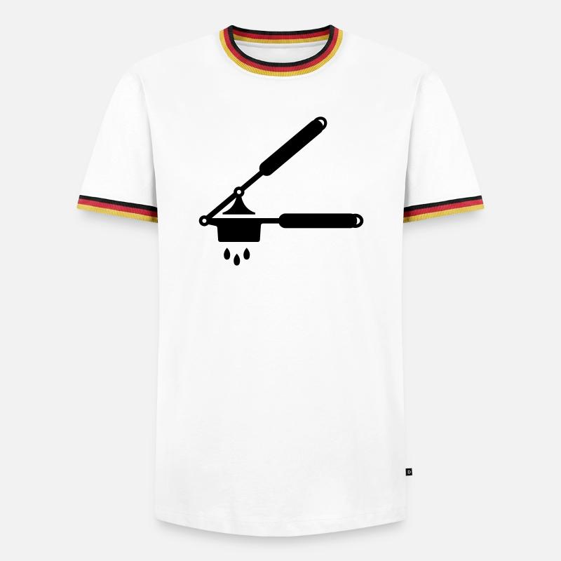 Knoblauch Presse oder Spätzle Presse - Männer Kontrast-T-Shirt - Weiß/Dreifarbig