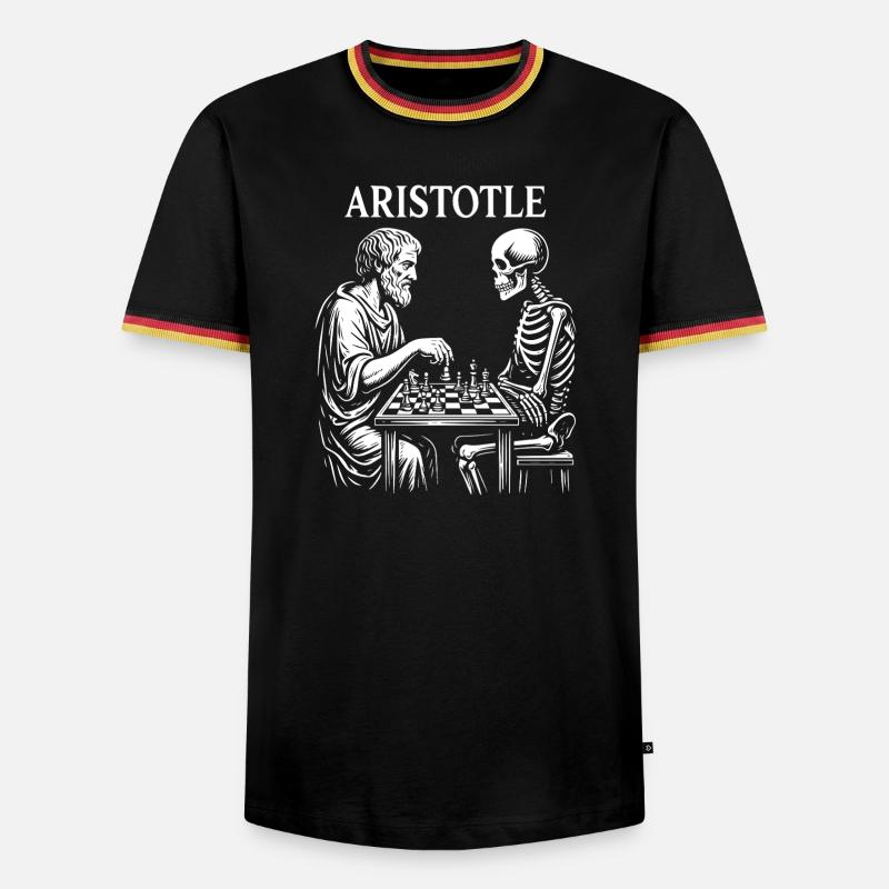 Aristotle vs Skeleton Chess - Men's Ringer Shirt - black/tricolour