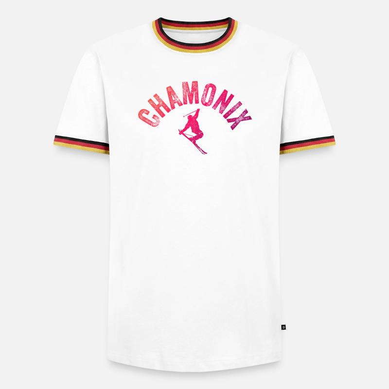 Chamonix Arch Skier Gradient - Men's Ringer Shirt - white/tricolour