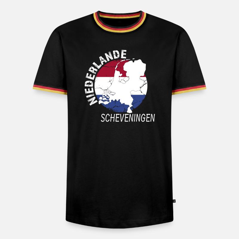 Scheveningen - Männer Kontrast-T-Shirt - Schwarz/Dreifarbig