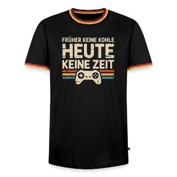 Pas d’argent dans le passé, pas de temps aujourd’hui - T-shirt contrasté Homme - noir/tricolore - Devant - AI Model Male 178 light (178cm) & AI Model Male 185 light (185cm)