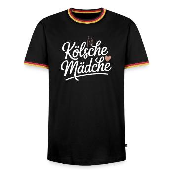 Kölsche Mädche Karneval Köln Kölle Kölsch Mädchen - Männer Kontrast-T-Shirt - Schwarz/Dreifarbig - Vorne - AI Model Male 178 light (178cm) & AI Model Male 185 light (185cm)