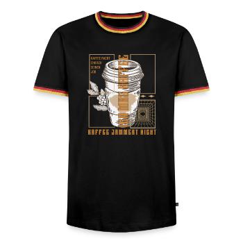 Le café fait juste son travail rétro - T-shirt contrasté Homme - noir/tricolore - Devant - AI Model Male 178 light (178cm) & AI Model Male 185 light (185cm)