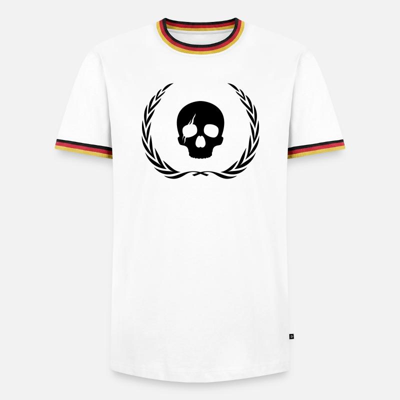 Skelett Totenkopf Kranz - Männer Kontrast-T-Shirt - Weiß/Dreifarbig