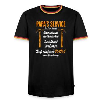 Dad's Service Repairs 24h / Funny Humor - Men's Ringer Shirt - black/tricolour - Front - AI Model Male 178 light (178cm) & AI Model Male 185 light (185cm)