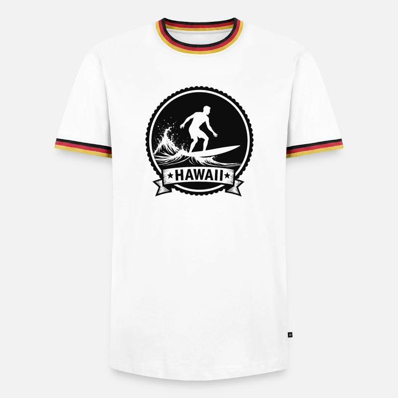 Hawaii Surf Wave Badge - Men's Ringer Shirt - white/tricolour