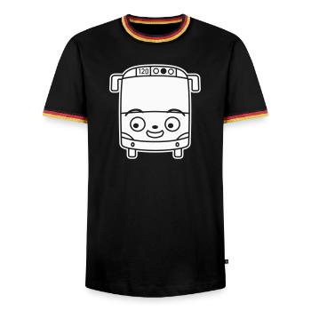 Little Bus Cartoon – Comic School Bus Travel Fun - Men's Ringer Shirt - black/tricolour - Front - AI Model Male 178 light (178cm) & AI Model Male 185 light (185cm)