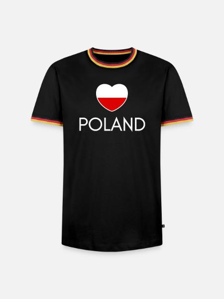 Heart with Poland flag, Polish pride - Men's Ringer Shirt - black/tricolour