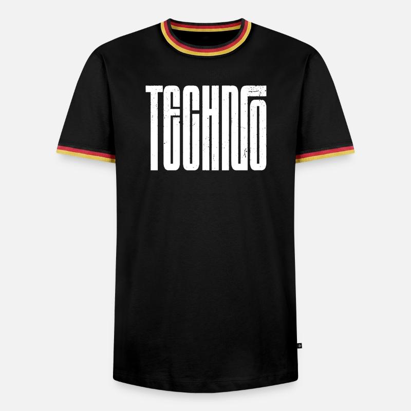 Techno Bold Retro Typography - Men's Ringer Shirt - black/tricolour