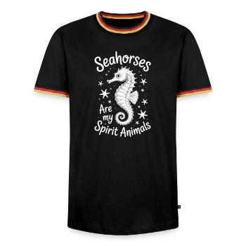 Seahorse Saying Funny Seahorse Gift - Men's Ringer Shirt - black/tricolour - Front - AI Model Male 178 light (178cm) & AI Model Male 185 light (185cm)
