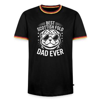Cadeau Fold écossais Chats pliants écossais - T-shirt contrasté Homme - noir/tricolore - Devant - AI Model Male 178 light (178cm) & AI Model Male 185 light (185cm)