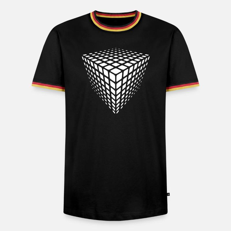 Monochrome Grid Cube Illusion - Men's Ringer Shirt - black/tricolour