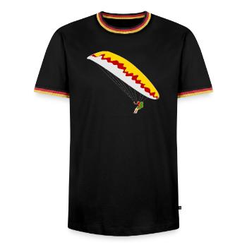 Colorful paraglider - Men's Ringer Shirt - black/tricolour - Front - AI Model Male 178 light (178cm) & AI Model Male 185 light (185cm)