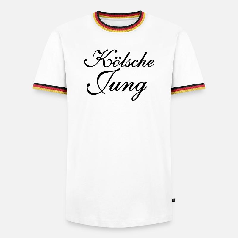 Kölsche Jung - Männer Kontrast-T-Shirt - Weiß/Dreifarbig