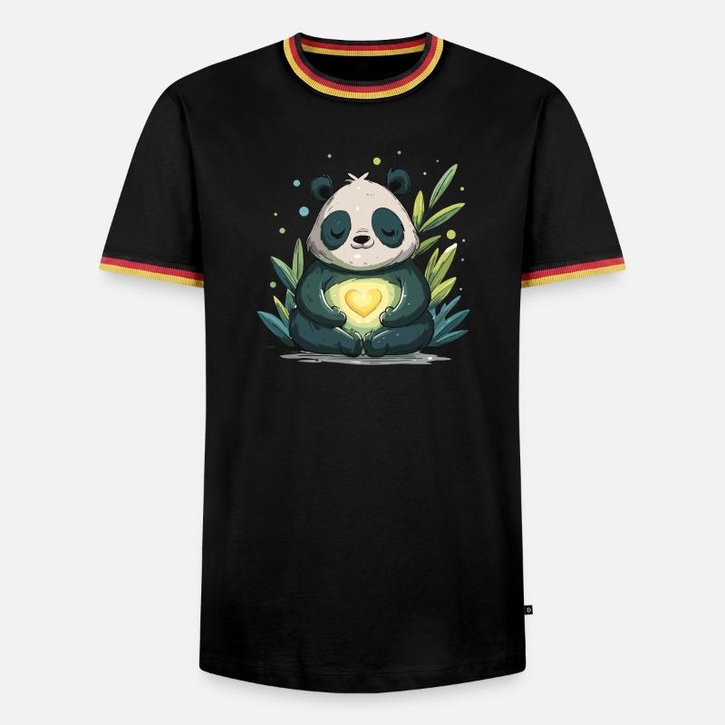 Panda Hjerte-lampe - Herre kontrast-T-shirt - sort/trefarvet