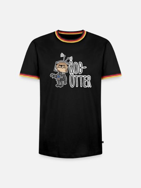 Rob-Otter - Halb Otter halb Roboter Flachwitz! - Männer Kontrast-T-Shirt - Schwarz/Dreifarbig