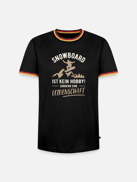 Snowboard | Kein Hobby sondern Leidenschaft - Männer Kontrast-T-Shirt - Schwarz/Dreifarbig