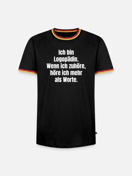 Logopädin: Zuhören spricht mehr - Männer Kontrast-T-Shirt - Schwarz/Dreifarbig
