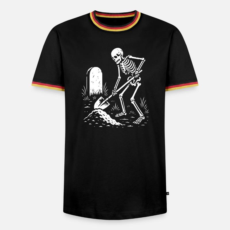 Skeleton Digging in Graveyard - Men's Ringer Shirt - black/tricolour