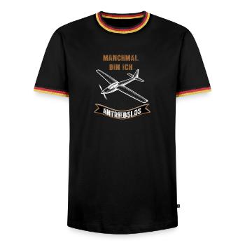 Sometimes I'm a listless airplane - Men's Ringer Shirt - black/tricolour - Front - AI Model Male 178 light (178cm) & AI Model Male 185 light (185cm)