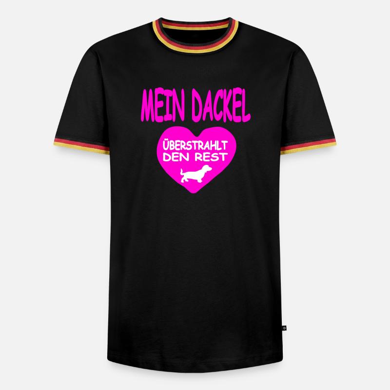 Dackel - Männer Kontrast-T-Shirt - Schwarz/Dreifarbig