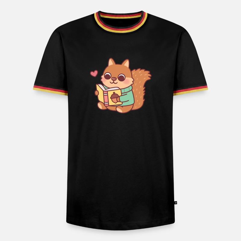 Cute Squirrel Reading A Book - Men's Ringer Shirt - black/tricolour